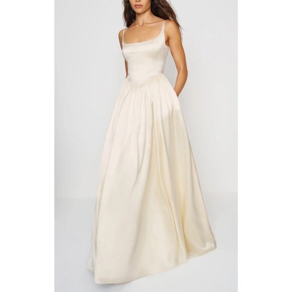 Reformation Dresses & Skirts - Reformation Liz Silk Dress Ivory White Wedding Bridal Gown Maxi Size 8 NEW